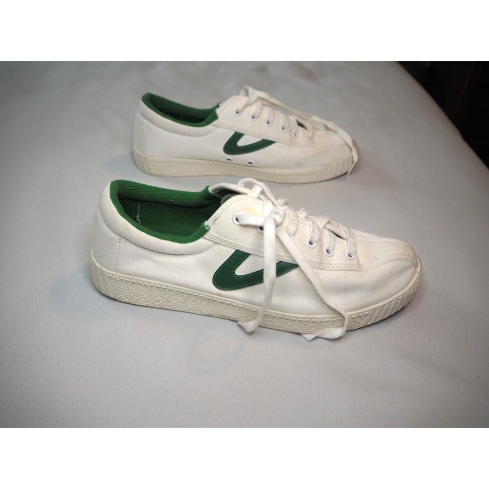 Tretorn Nylite Womens 8 White Green Canvas Low Top Tennis Shoes Sneakers Preppy